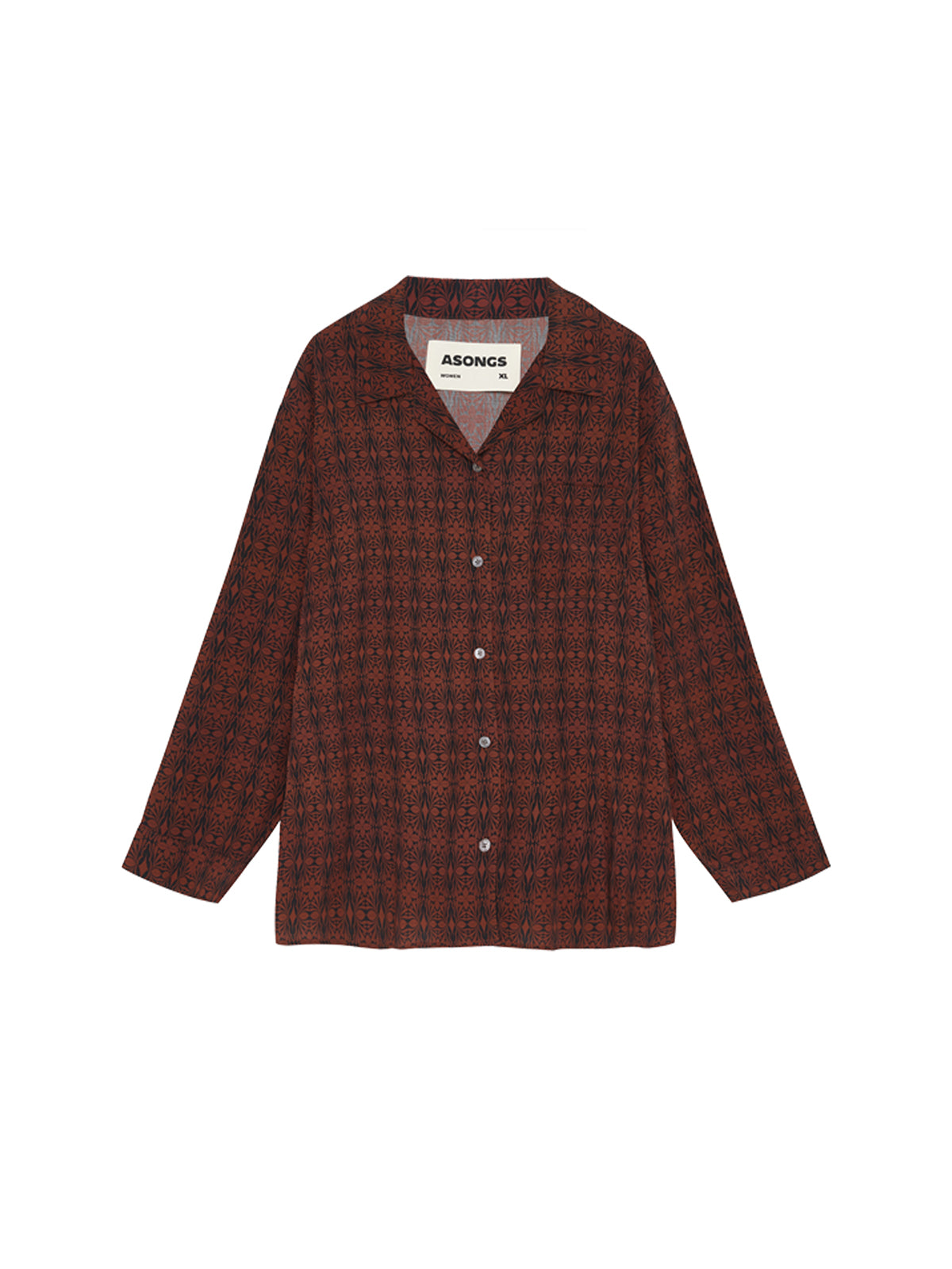 Dark Red Agate Vein Long-sleeved Skirt