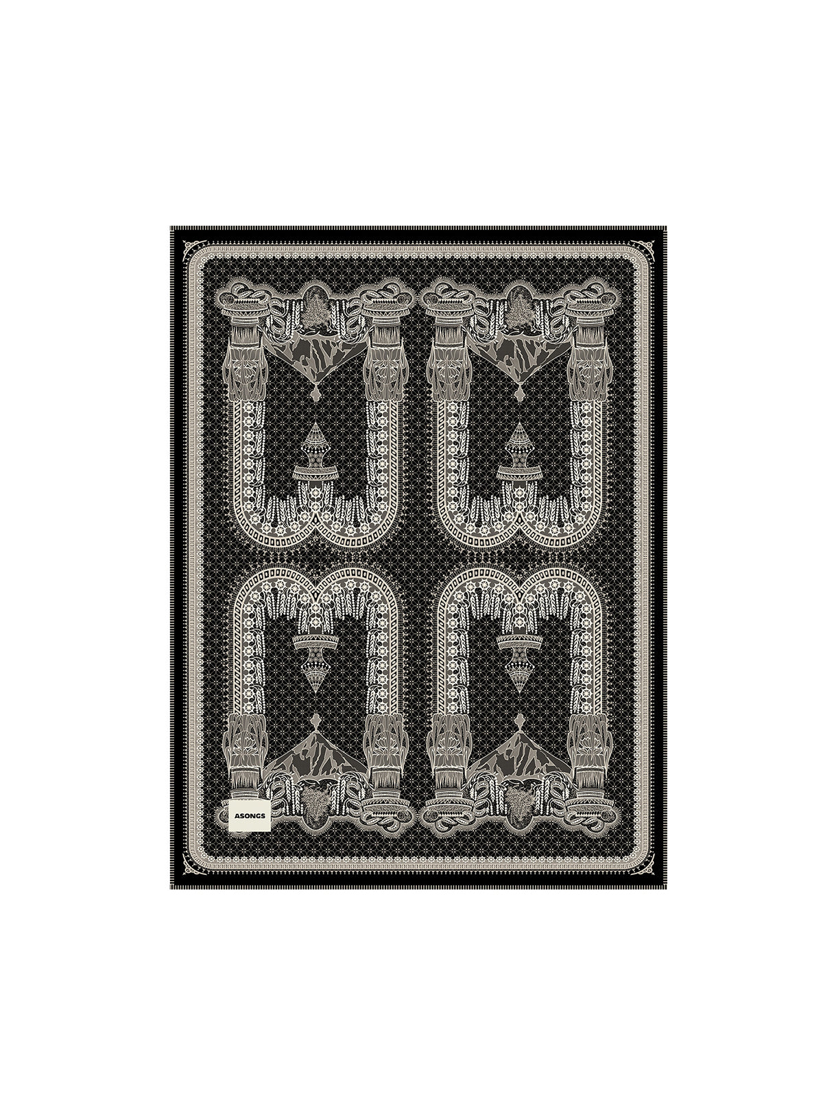 Black Penjor Lace Print Blanket
