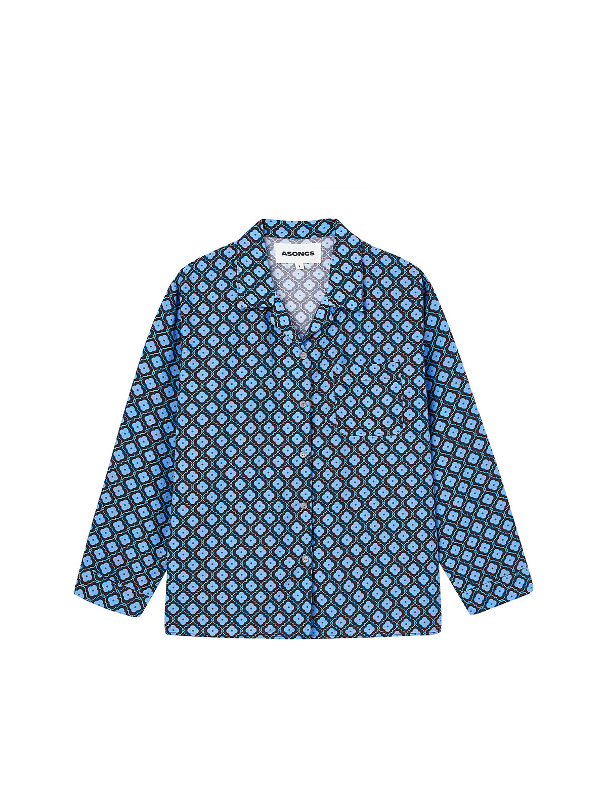 Blue Gemstone Long-sleeved Shirt