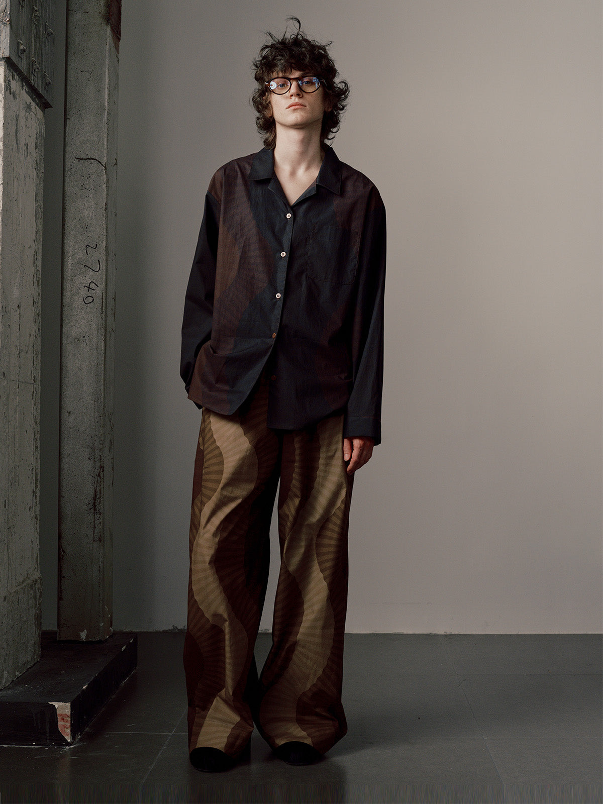 Black - Brown Infinite Fold Long-sleeved shirt
