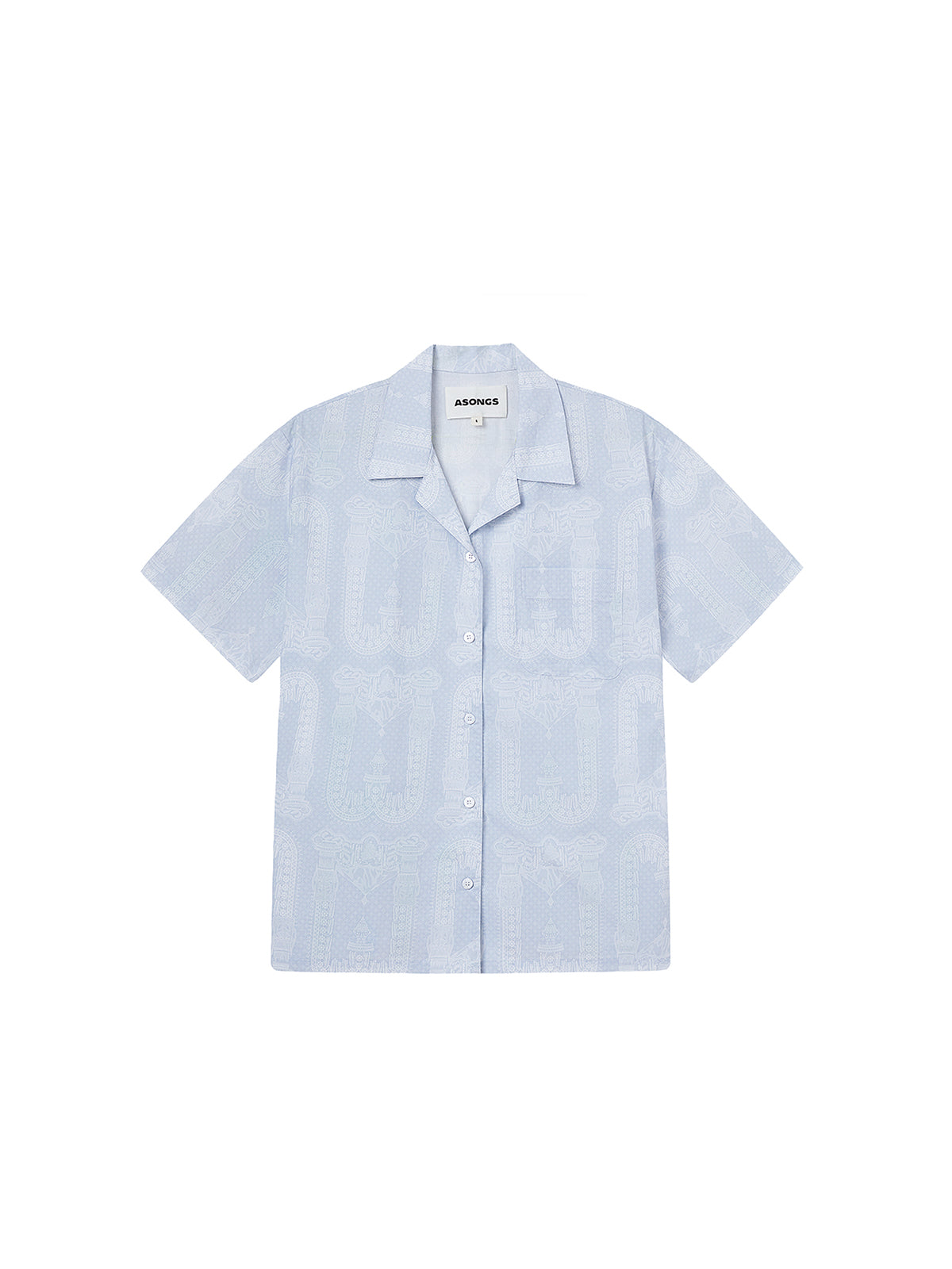 Sky Blue Penjor Lace Short-sleeved Shirt