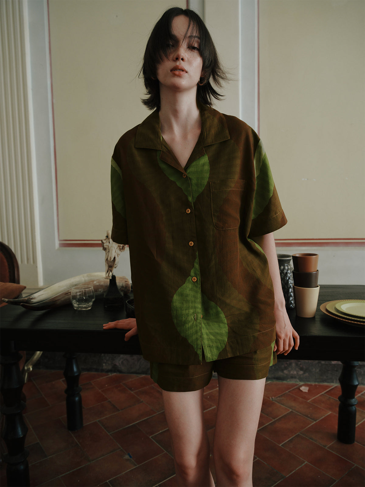 Green - Brown Infinite Fold Shorts