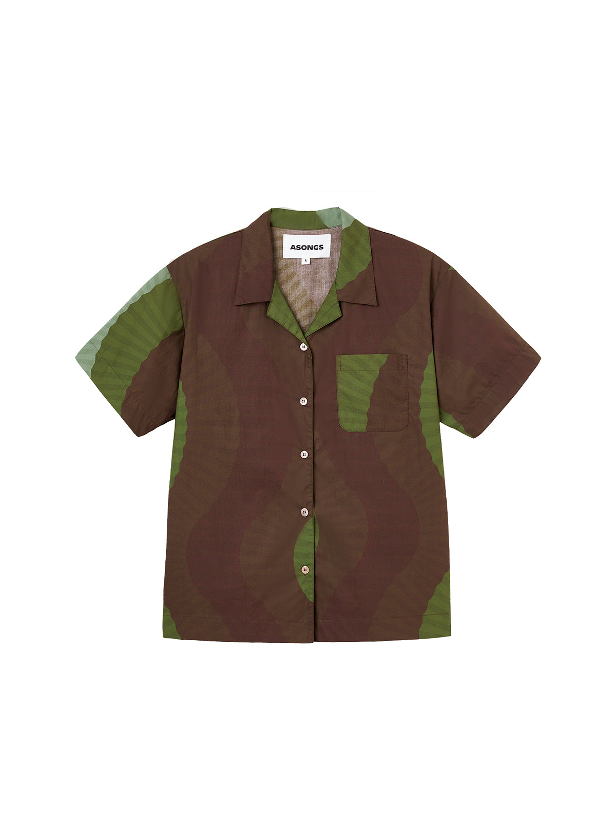 Green - Brown Infinite Fold Short-sleeved Shirt